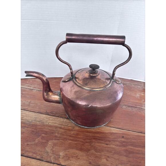 Antique  Copper Gooseneck Tea Kettle Pot - Picture 9 of 10